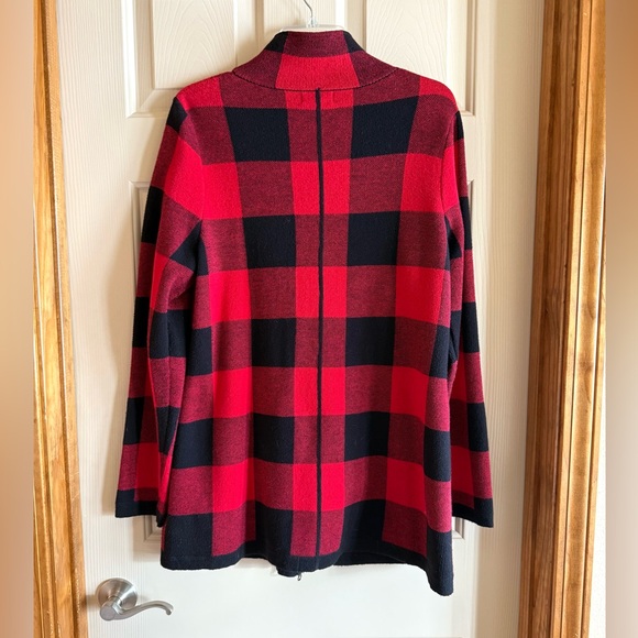 Adrienne Vittadini Red and Black Buffalo Plaid Utility Jacket - Picture 2 of 6